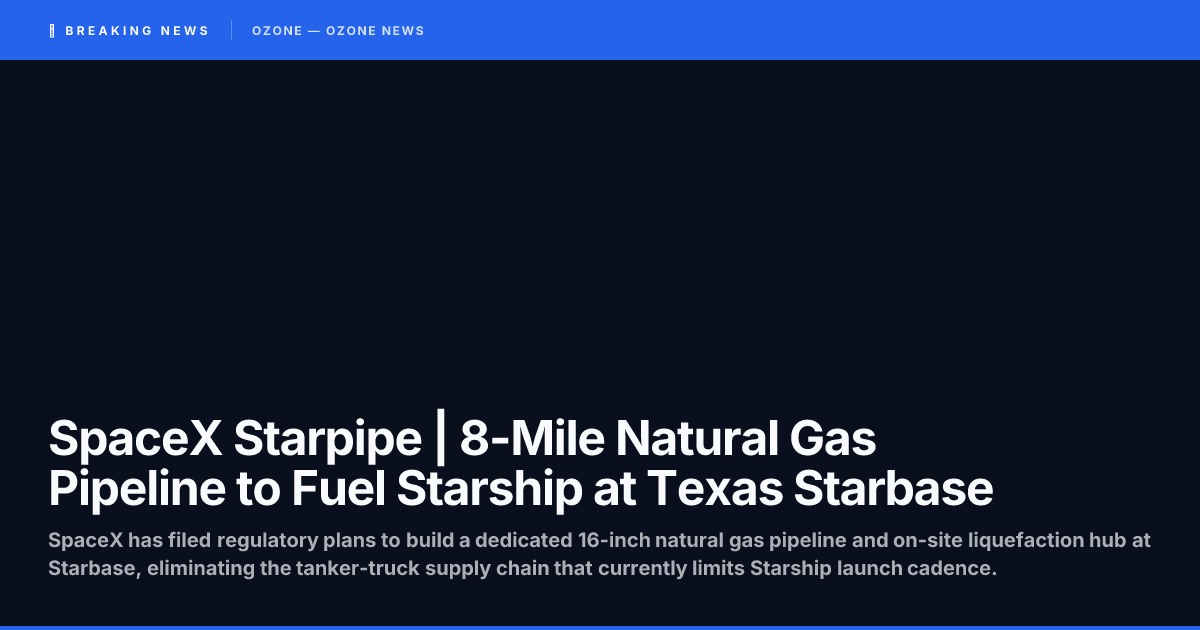 SpaceX Starbase Texas aerial view with natural gas pipeline overlay illustration